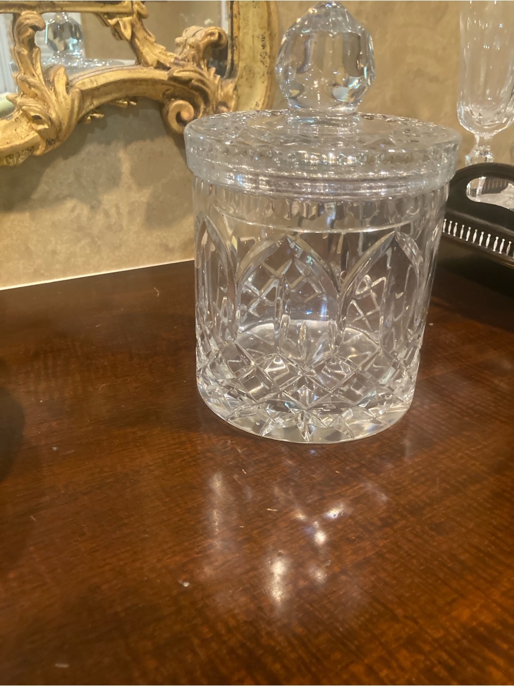 Cut Crystal Lidded Biscuit Jar- Clear